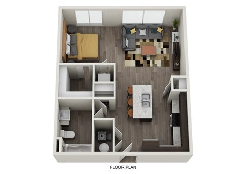 Floor plan for studio, 1 bath, 594 sqft